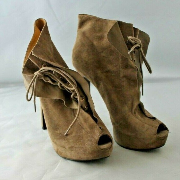 Nine West Peep Toe Ankle Boots 7 1/2 - Picture 3 of 8